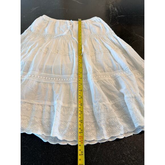 Faunt white tiered 100% Cotton BOHO prairie skirt SM - Picture 8 of 13